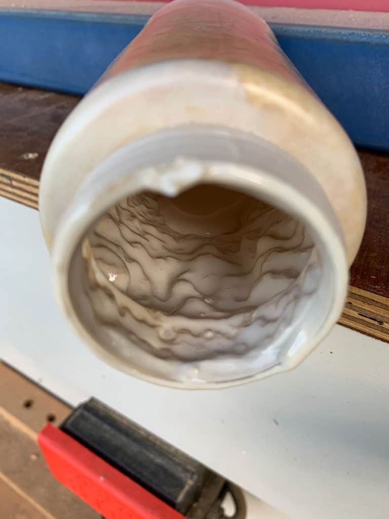 Lumpy wood glue inside container