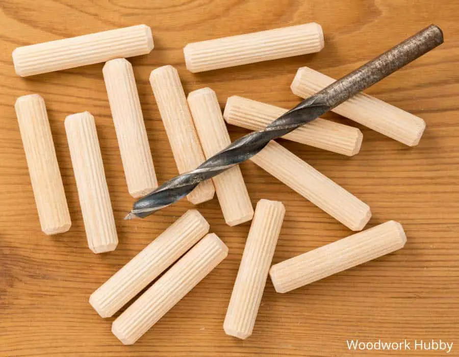 Wooden dowels and drill bit