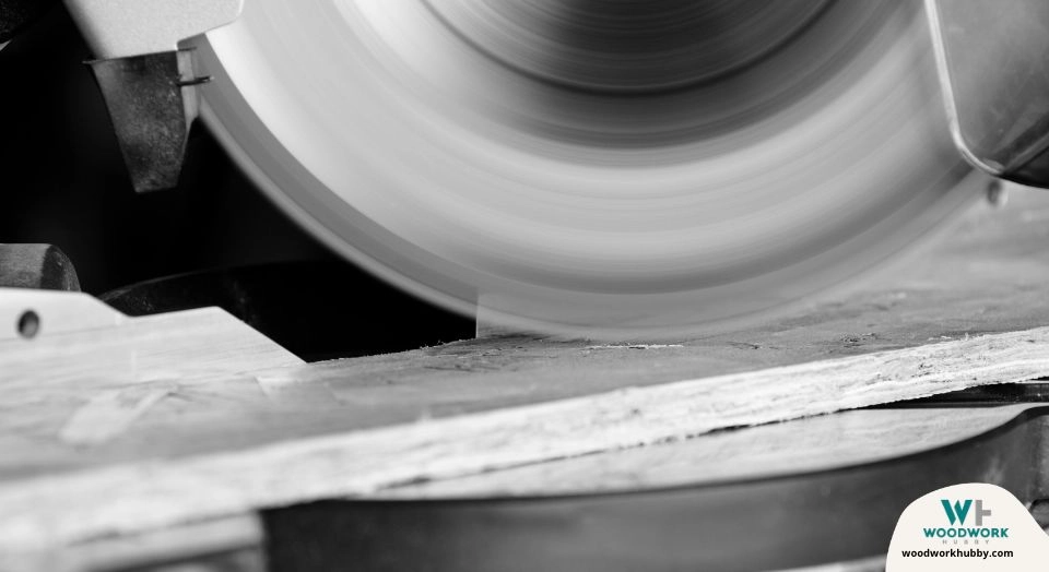 miter saw cutting a wood