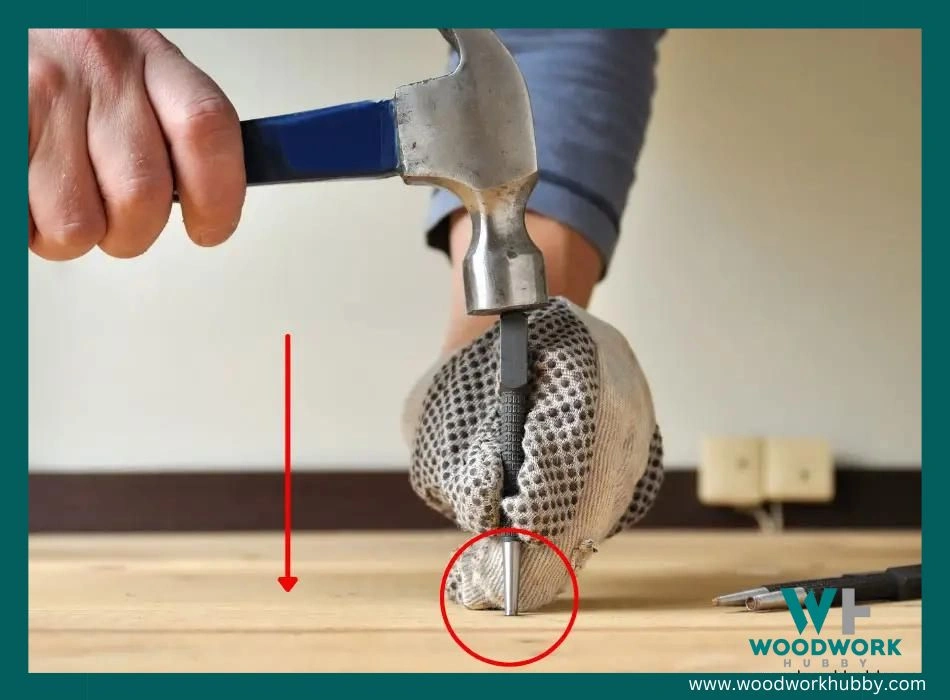 how far into wood surface should nail go