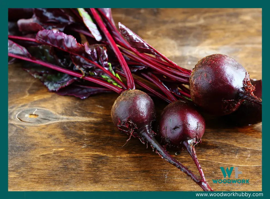 Beetroot on plywood