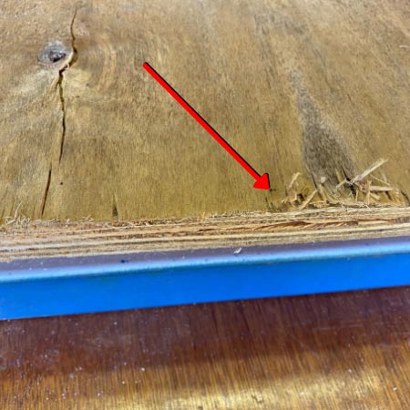 Plywood tear out