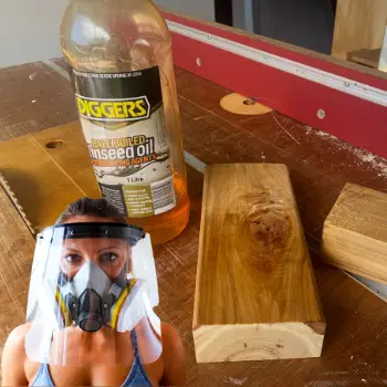 Linseed oil smell with person wearing mask