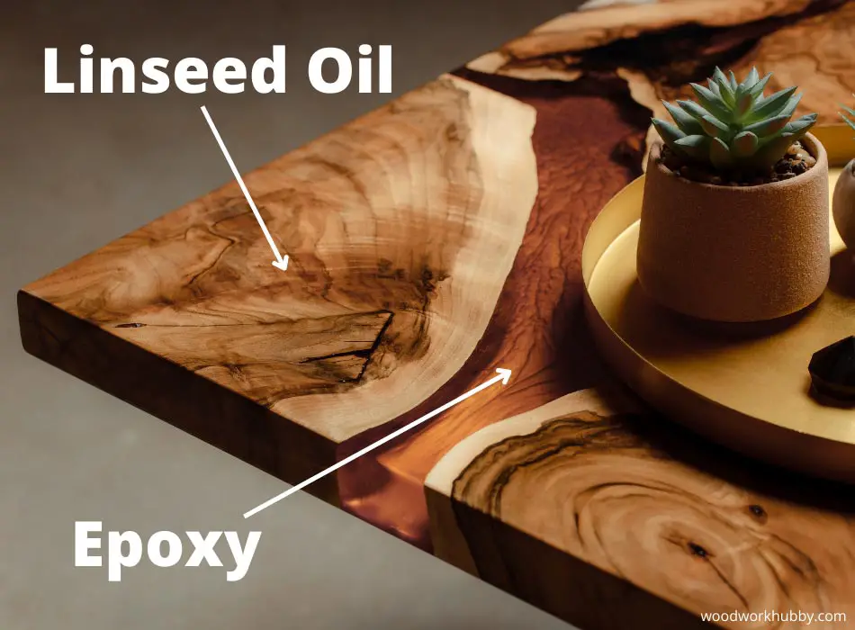 Epoxy and linseed oil used on the same table
