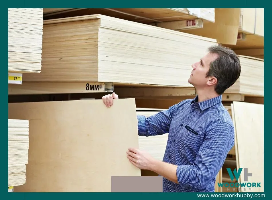 A man checking plywood in a store