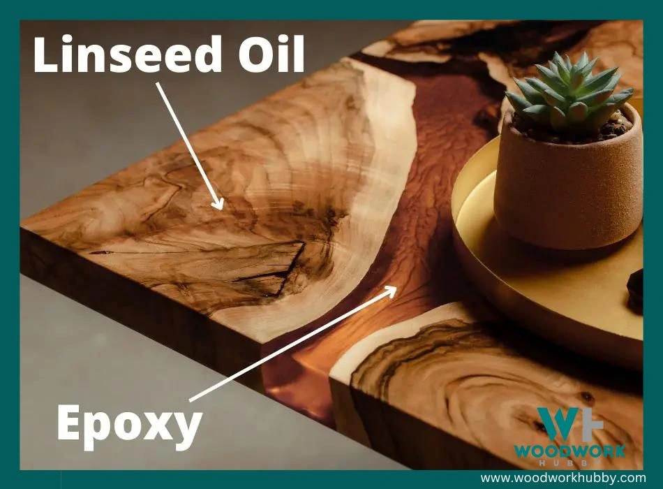 Epoxy and linseed oil used on the same table