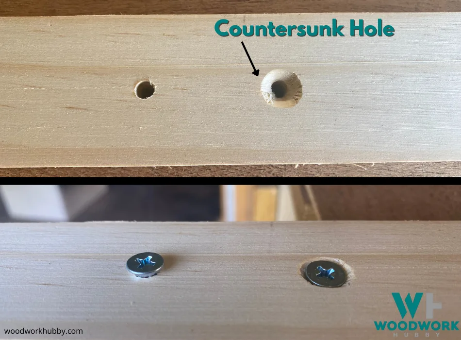 Countersunk holes for wood screws