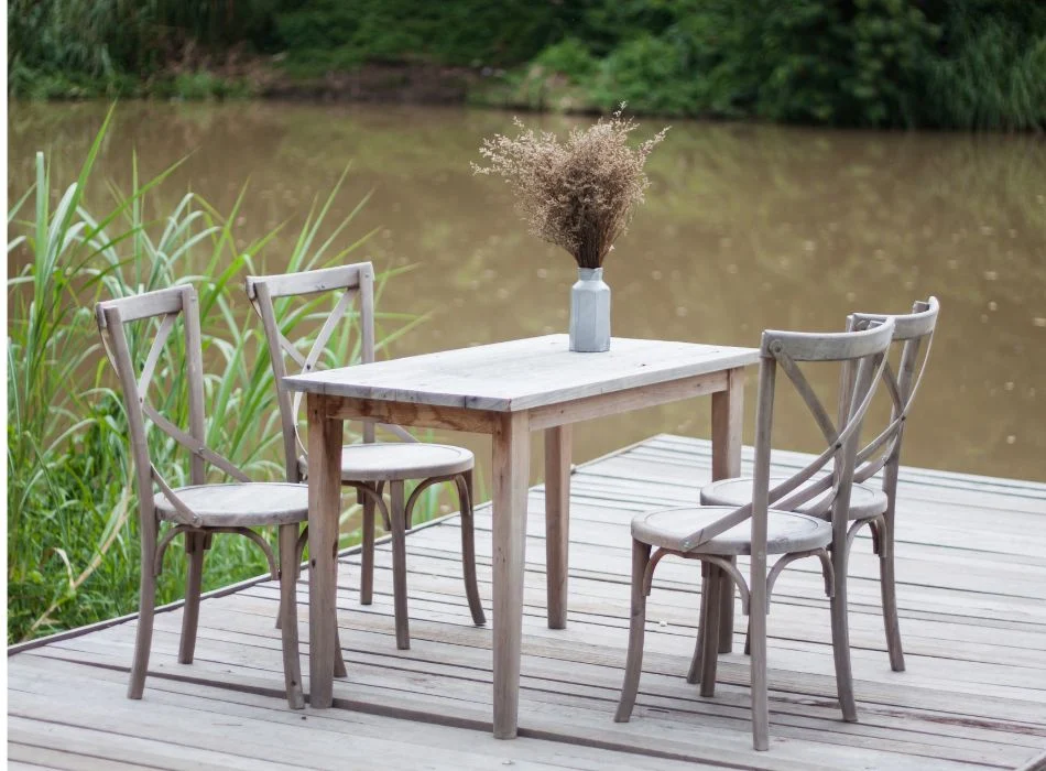 Will Linseed Oil Stop Wood From Cracking 10 Wooden table and chairs on the deck near the river under the sun