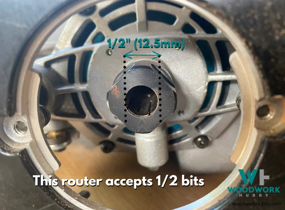 Large router showing the size of router bit shank it accepts