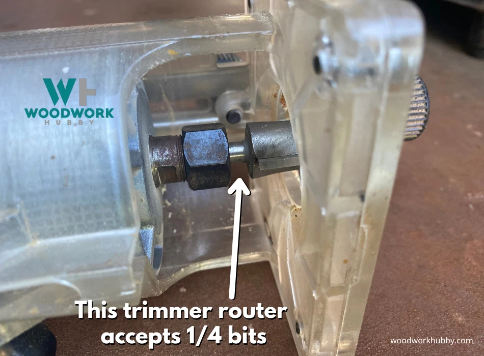 Trimmer router with 1/4 router bit