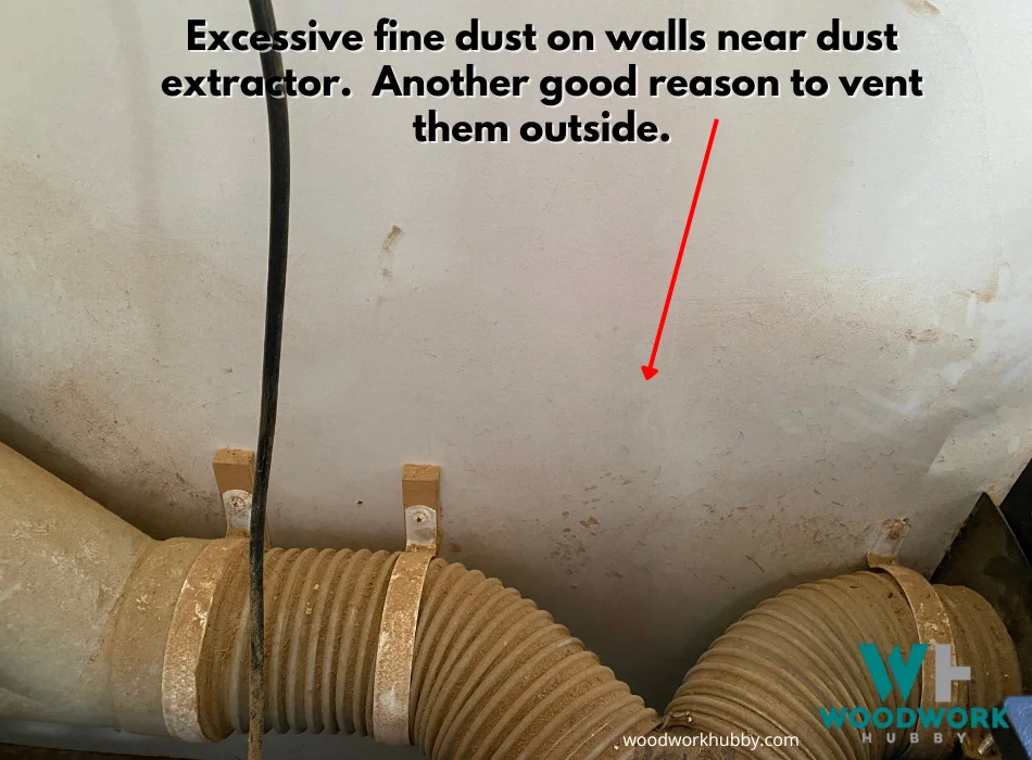 Fine dust on wall near dust extractor Woodwork Hubby
