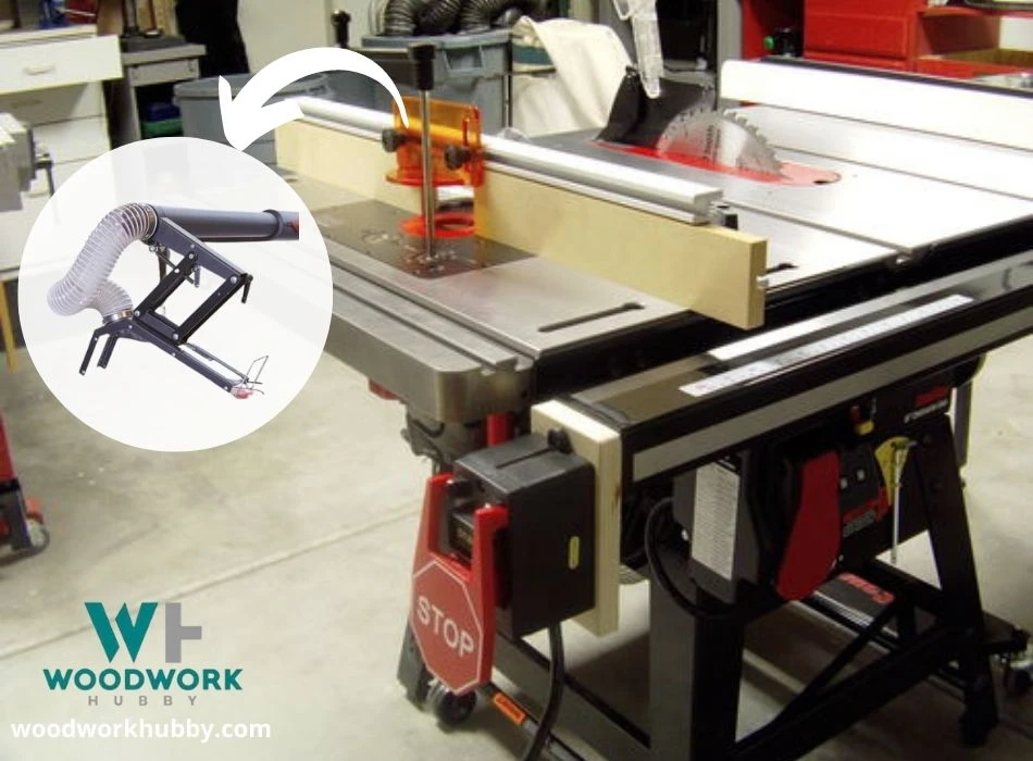 SawStop table saw and floating overarm dust collector