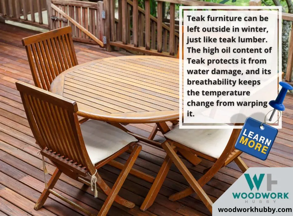 Teak furniture be left outside in winter