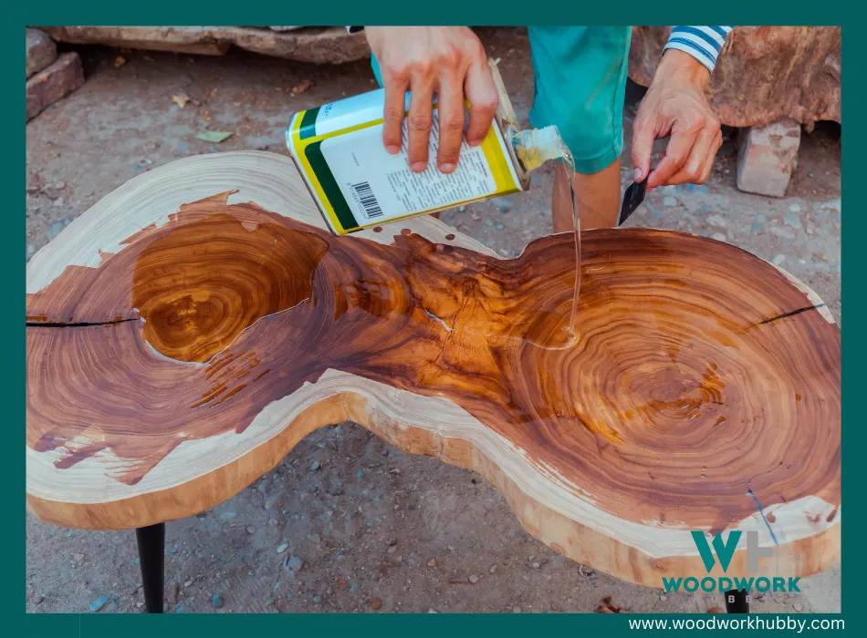 applying linseed oil on wood